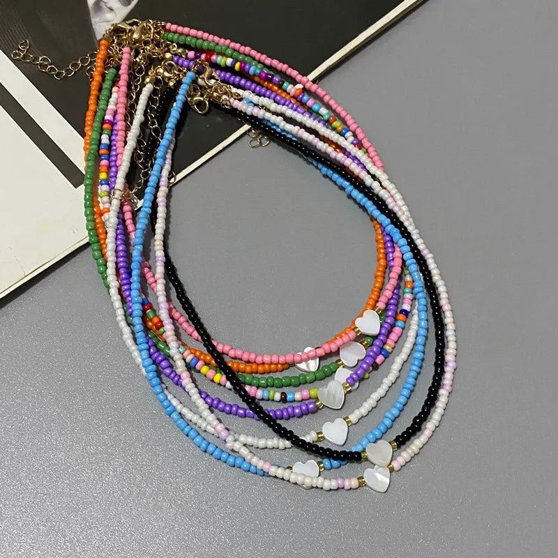 Colorful Shell Heart Choker - GemGlowStyle