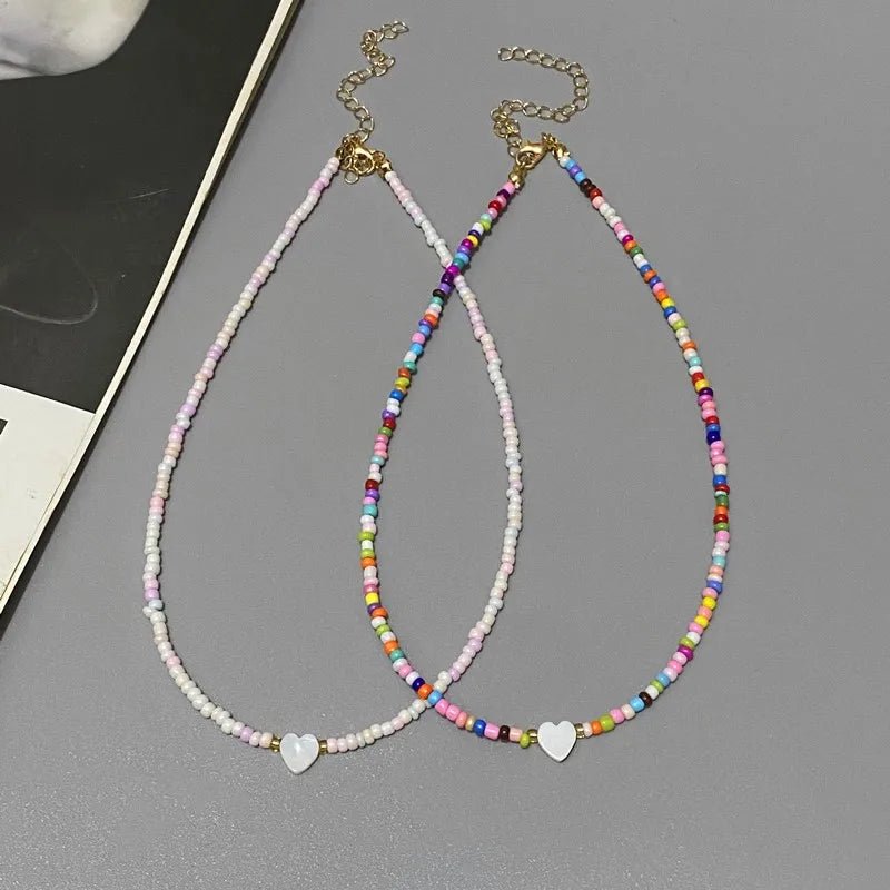 Colorful Shell Heart Choker - GemGlowStyle