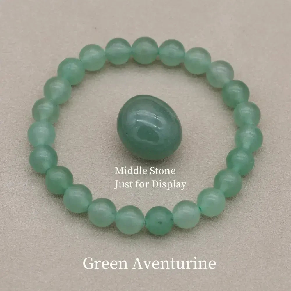 Adjustable crystal bracelet styled with casual outfit, mindful jewelry