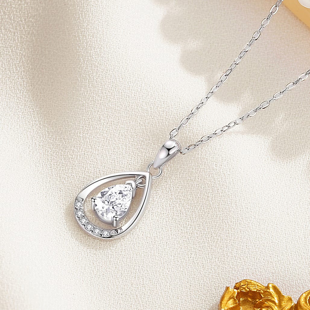 Close-up of Angel Tears pendant necklace, promoting protection and peace