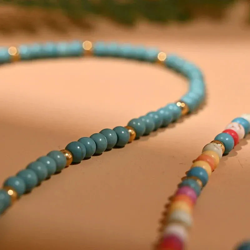 Side view showing the fit of the Colorful Stone Choker
