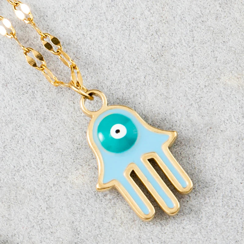 Minimalist gold evil eye cross necklace fashion jewelry for women