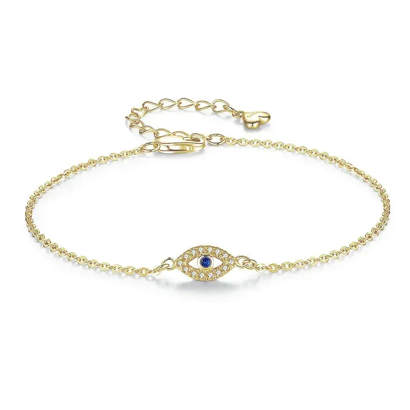 Close-up of Evil Eye charm bracelet, positive energy and good luck